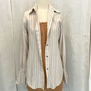 Valerie Stevens Pure Silk Button-Up Collared Blouse